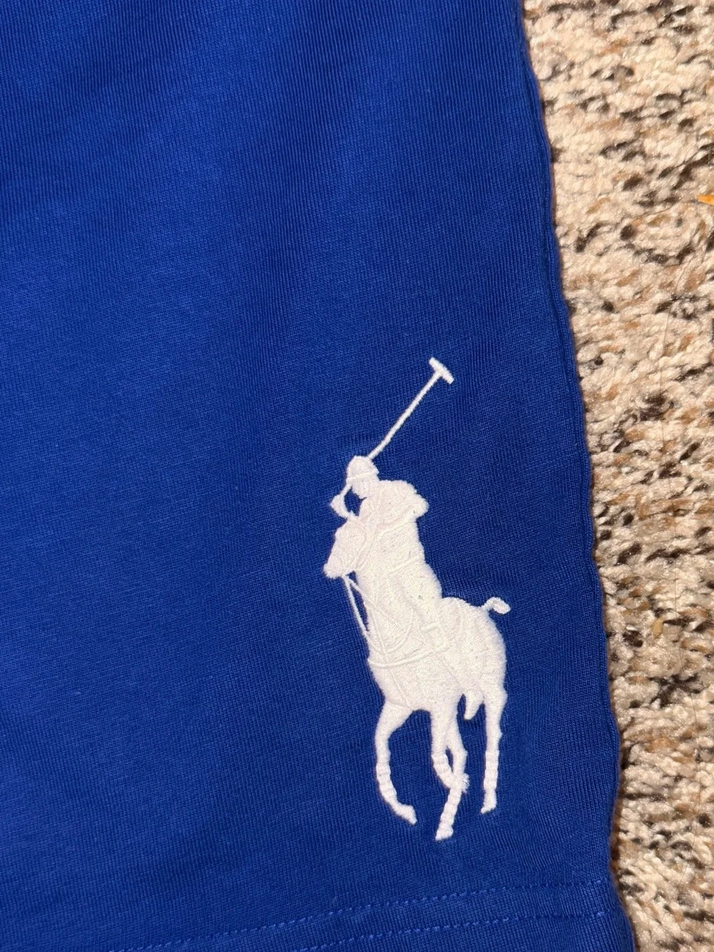 Ralph Lauren Royal Blue Tee & Short Set with Green Diagonal Stripes